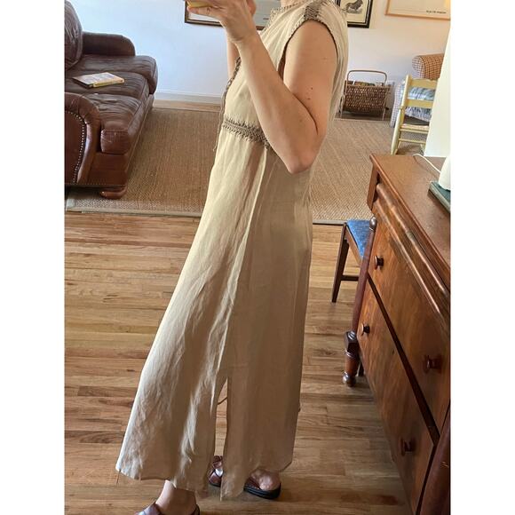 Max Mara Linen Crochet Detail Sheath Maxi Dress Size 8 - Picture 3 of 8